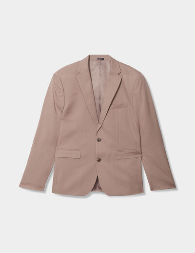 Veste de costume droite ajust&eacute;e taupe homme