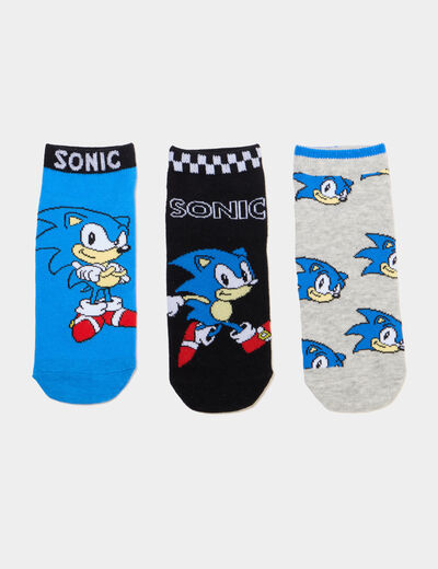Lot 3 paires chaussettes Sonic bleu marine gar&ccedil;on