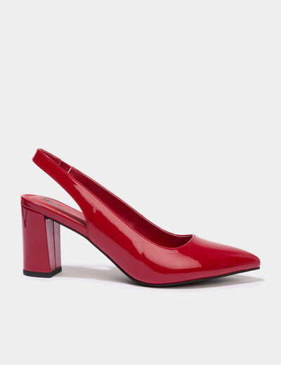 Escarpins &agrave; talons bouts pointus rouge femme