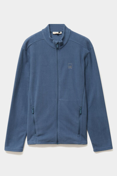 Veste polaire zipp&eacute; col montant bleu gris homme