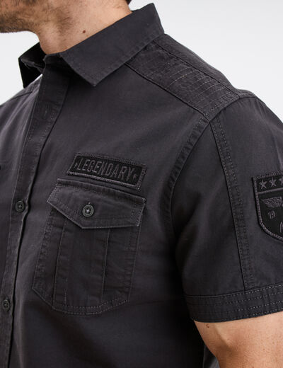 Chemise manches courtes Liberto gris foncé homme