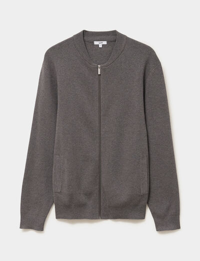 Gilet zipp&eacute; col teddy gris homme