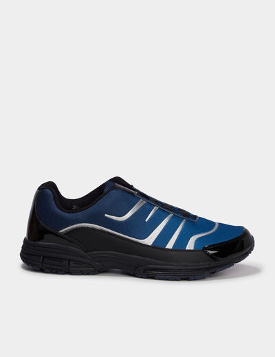Baskets plates running &eacute;lastiqu&eacute;es bleu homme