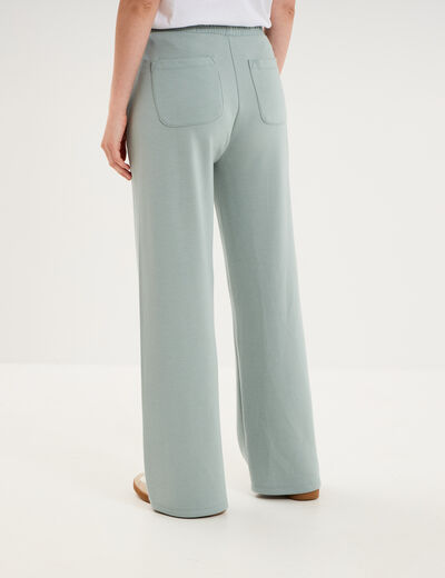 Pantalon de jogging large molletonn&eacute; bleu gris femme