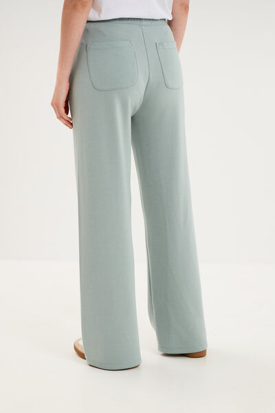 Pantalon de jogging large molletonn&eacute; bleu gris femme