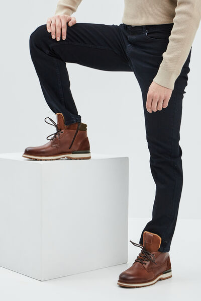 Bottines en cuir marron homme