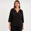 Blouse manches 3/4 et col tunisien noir femme grande taille