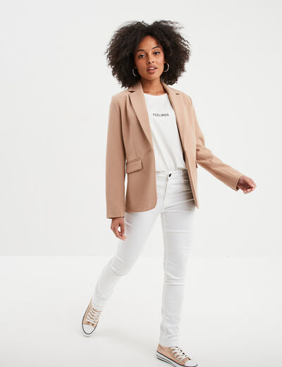 Pantalon slim taille standard blanc femme