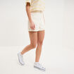 Short mom 5 poches coton ecru femme