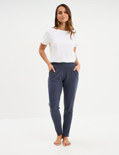 Pantalon de pyjama ajust&eacute; bleu femme
