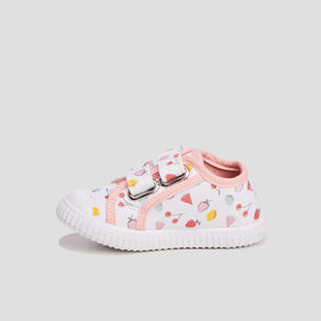 Tennis en toile à scratchs blanc bébé fille