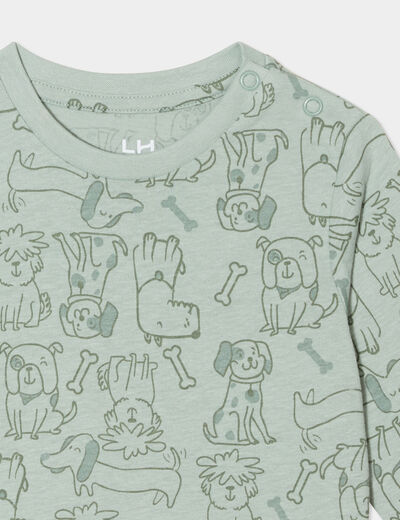 T-shirt manches longues coton vert pastel bébé garçon