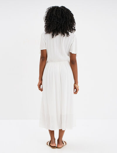 Robe empire manches papillons col en V blanc femme