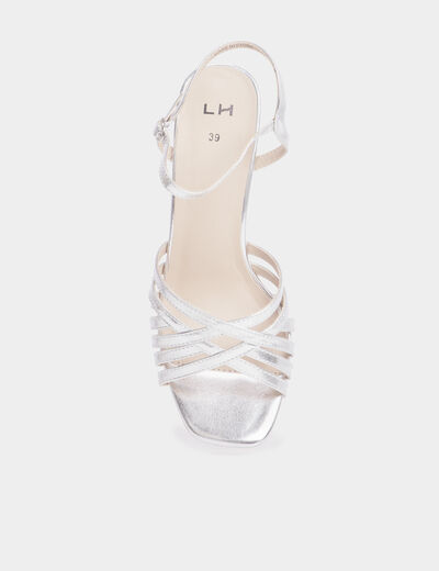 Sandales à talons métallisées gris argent femme