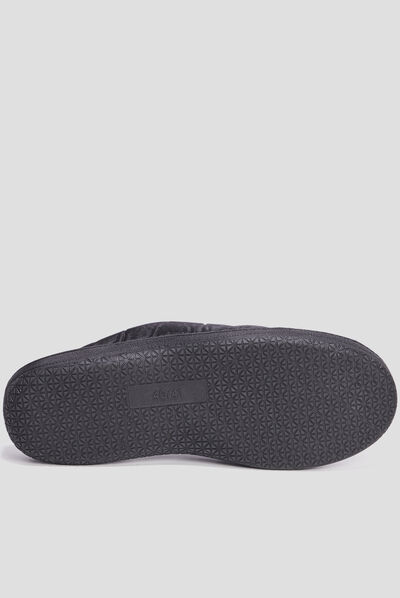 Chaussons mules matelassés et fourrés noir homme