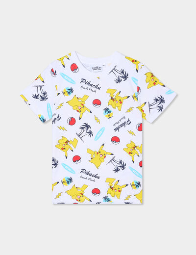 T-shirt manches courtes Pokémon Pikachu blanc garçon