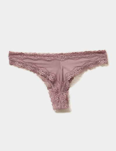 Lot 3 tangas avec dentelle mauve femme