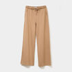 Pantalon de jogging large élastiqué taupe femme