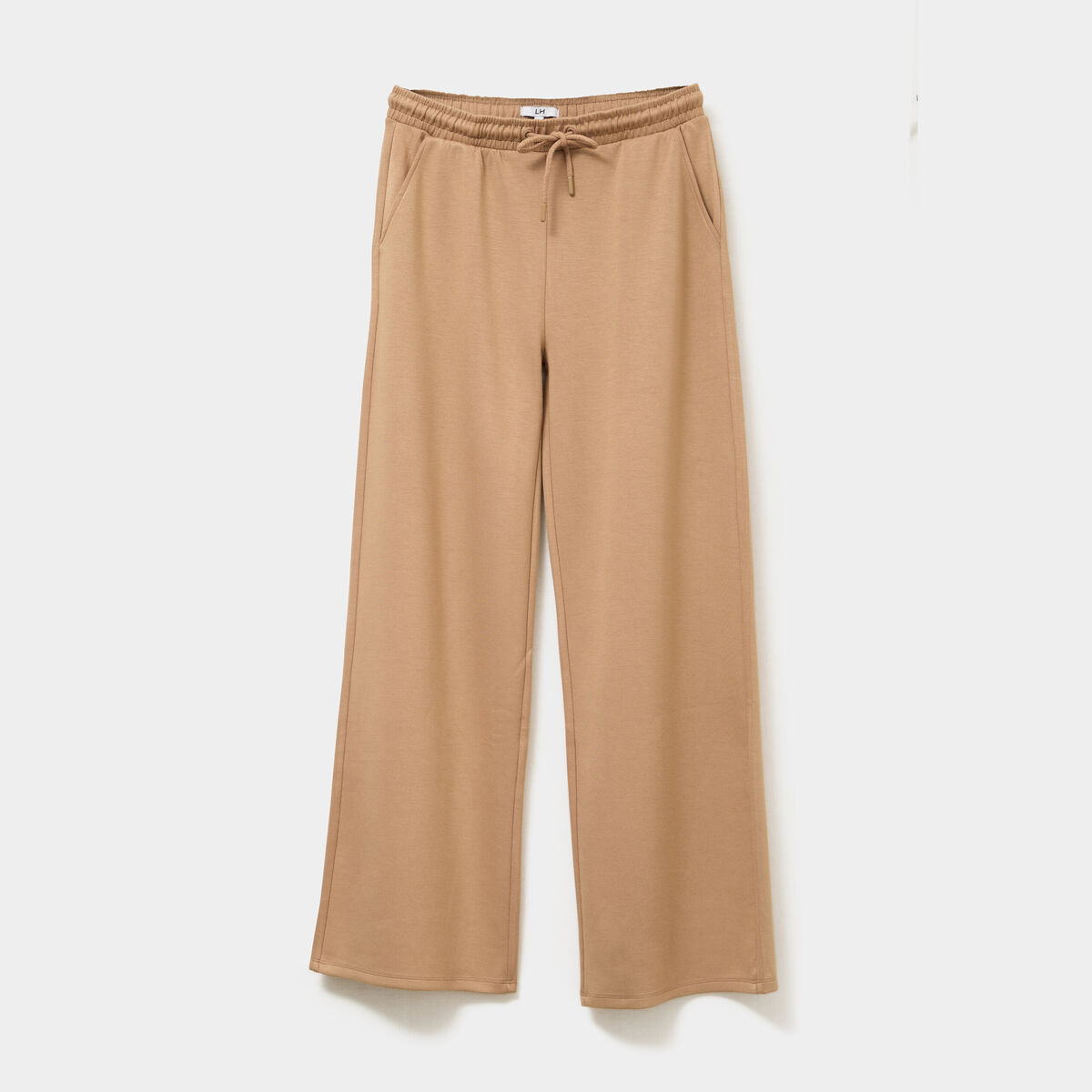 Pantalon de jogging large élastiqué taupe femme