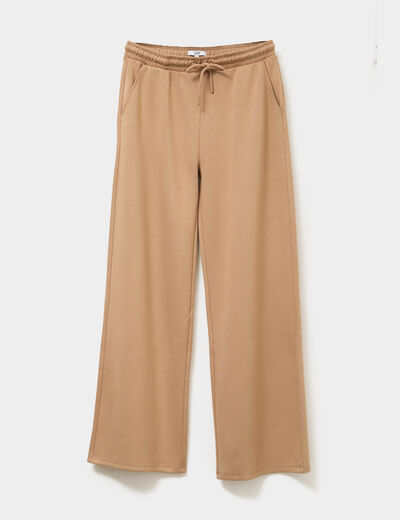 Pantalon de jogging large élastiqué taupe femme