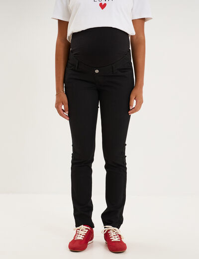 Pantalon slim grossesse avec bandeau noir femme maternit&eacute;