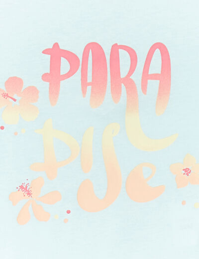 Ensemble 2 pièces t-shirt et short coton bleu pastel bébé fille