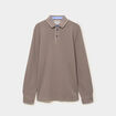 Polo piqu&eacute; droit manches longues coton gris homme