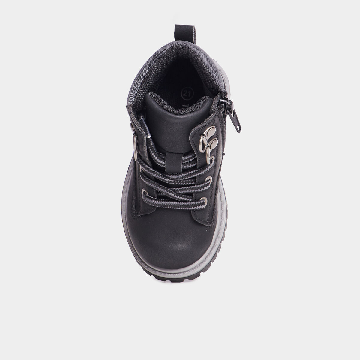 Boots crant&eacute;es zipp&eacute;es &agrave; lacets Bali noir b&eacute;b&eacute; gar&ccedil;on