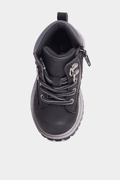 Boots crant&eacute;es zipp&eacute;es &agrave; lacets Bali noir b&eacute;b&eacute; gar&ccedil;on