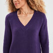 Pull droit ample col V fentes aux côtés violet foncé femme