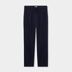 Pantalon droit 7/8&egrave;me lin m&eacute;lang&eacute; bleu fonc&eacute; femme