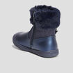 Bottines &agrave; paillettes et col fourr&eacute; bleu marine fille