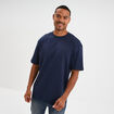 T-shirt col rond coupe relax coton &eacute;pais bleu marine homme