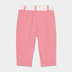 Pantalon cigarette en maille &agrave; ceinture vieux rose b&eacute;b&eacute; fille