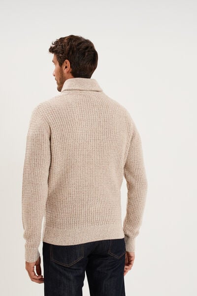 Pull col ch&acirc;le manches longues ecru homme