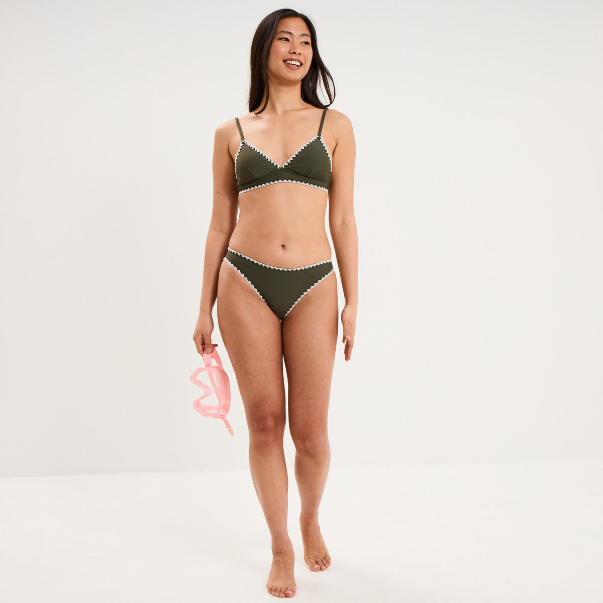 Bas de maillot de bain vert kaki femme