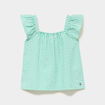 Blouse droite manches volants vert fille