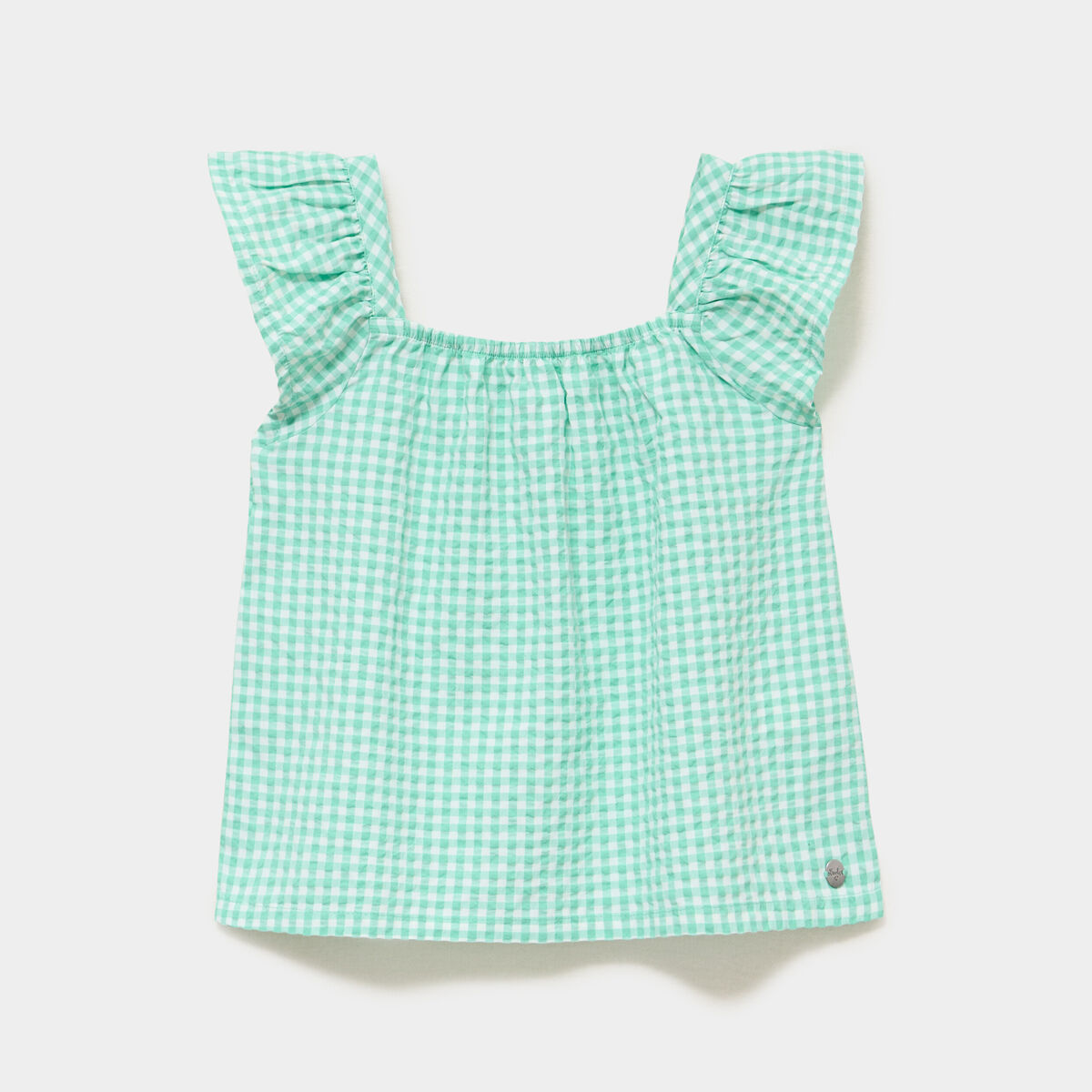 Blouse droite manches volants vert fille