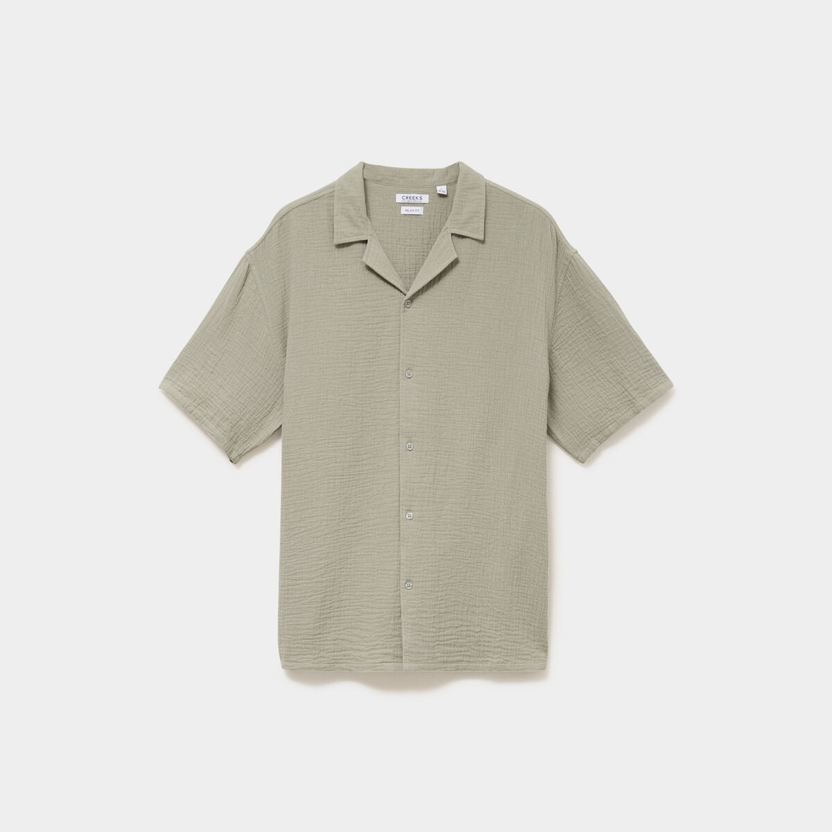 Chemise gaze de coton manches courtes vert clair homme