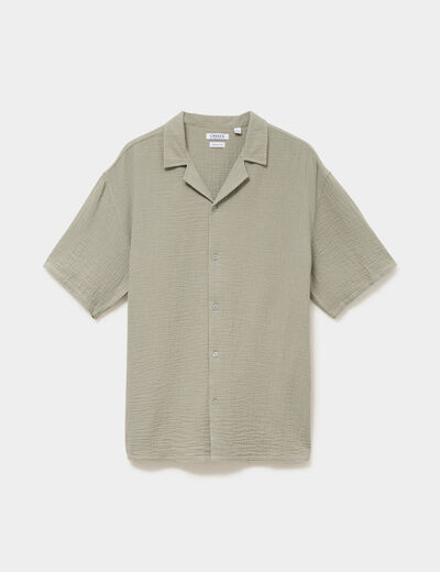 Chemise gaze de coton manches courtes vert clair homme