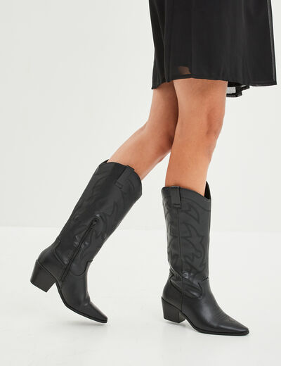 Bottes santiags bouts pointus noir femme