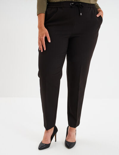 Pantalon city paperbag taille &eacute;lastiqu&eacute;e noir femme grande taille