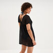 Robe de plage ajour&eacute;e col V noir femme