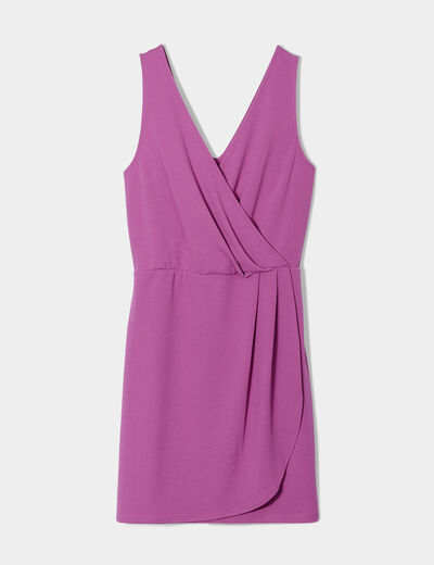 Robe portefeuille plis taille violet femme