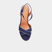 Sandales &agrave; talons compens&eacute;s bleu marine femme
