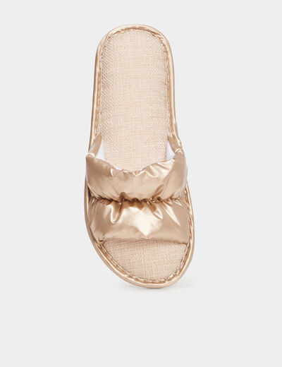 Mules matelassées métallisées couleur or femme