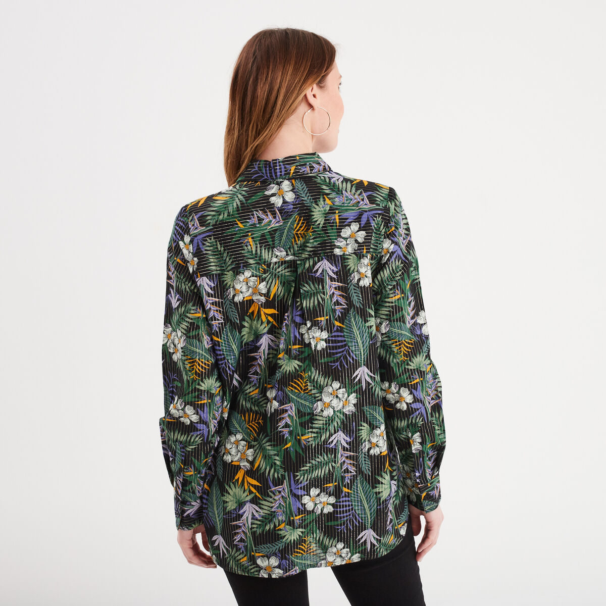 Chemise manches longues noir femme