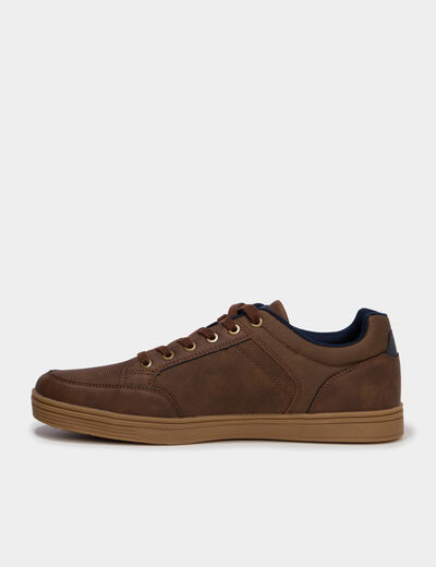 Baskets &agrave; lacets marron homme