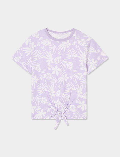 T-shirt avec noeud manches courtes parme fille