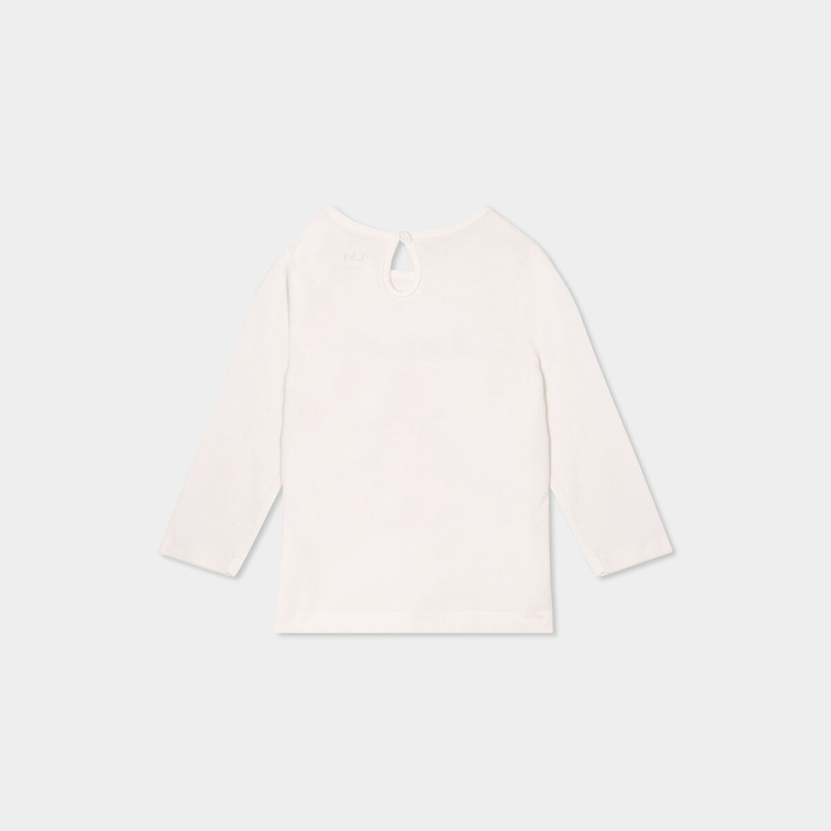 T-shirt col rond manches longues coton blanc bébé fille
